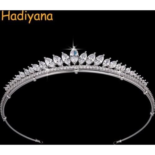 Hadiyana Fashion Hair Jewelry Crown Party Hairbands Luxury Cubic Zirconia Headpiece Accessories Tiaras Crowns For Women HG0002
