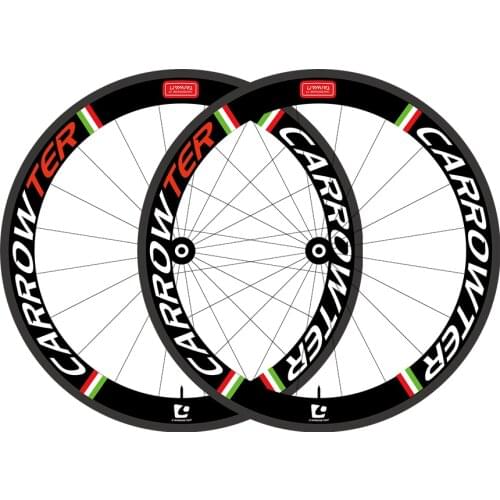 In Stock Italian Flag White Red 3K Glossy 700c 60mm CARROWTER XR50 carbon road bike Wheels Wheelset with 23mm width A271 hubs