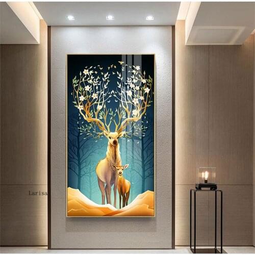 Elk Animals Canvas Painting Art Poster and Prints Wall Art Pictures for Living Room Kids Room Aisle Decorative Cuadros