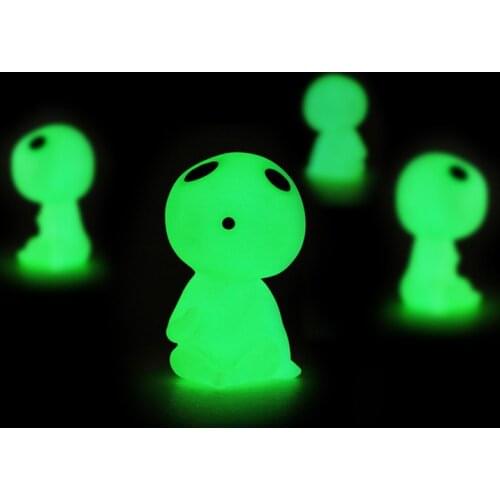 Mini 5pcs/lot Princess Mononoke Luminous Tree Elves Spirit Kodama Gardening Potted Fluorescent Micro Landscape PVC Toy Doll