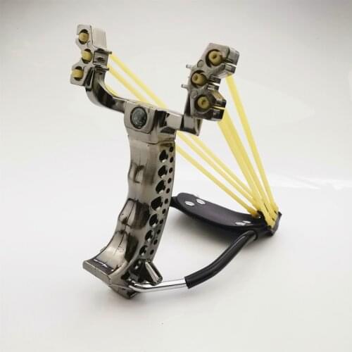 Powerful Hunting Slingshot With Rubber Band Tubing PU Leather Catapult Professional Tactical Plastic Pocket Sling Shot Ball