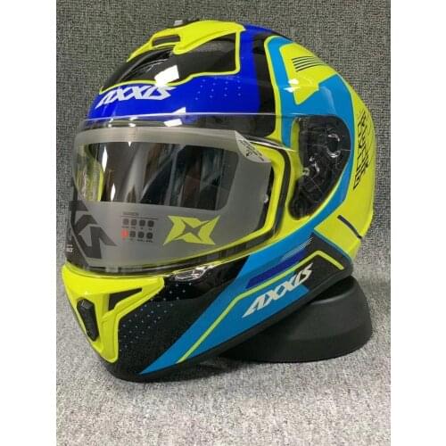 Full Face Motorcycle helmet AXXIS yellow and blue anti-fog visor Riding Motocross Racing Motobike Helmet