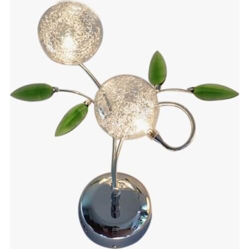 Bedroom Wall Light Modern Green Crystal leaf Glass Ball Aluminum Wire Shade Living Room Wall Lamps Corridor Hallway Wall Fixture