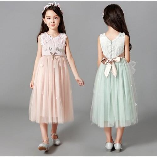 Clearance! Flower Girls Dresses Junior Children Lace Dresses with Princess Flowers Summer and Autumn Top Quality Kids Clothes