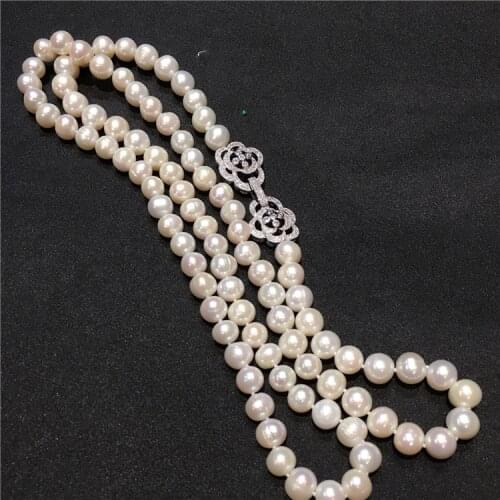 NEW Hot sell 8-9mm 60cm white natural freshwater pearl necklace long sweater chain fashion jewelry 001