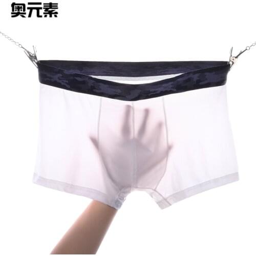 New ice silk Sexy Mens Underpants Soft Boxers 3 Color Inderwear Boxer shorts breathable inderwear Plus Size Male Underwear