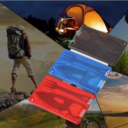 OOTDTY Camping Barbecue Knife Fork EDC Safety First Aid Outdoor Multifunction Stainless Steel and ABS Tool Card