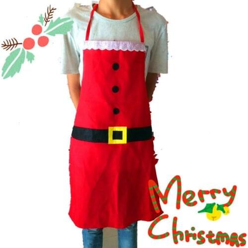 HOT Fancy Christmas XMAS Kids Santa Red Aprons Home Kitchen Cooking Party Decor Christmas Spron Red Childrens