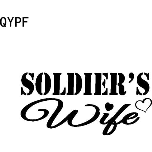 QYPF 15CM*7.1CM Soldiers Wife Fun Vinyl Waterproof Car Sticker Decal Black Silver Accessories C15-3065