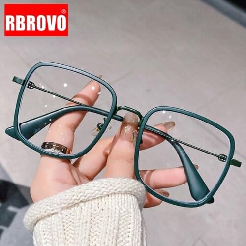 RBROVO 2021 Vintage Glasses Frame Anti-blue Light Clear Glasses Square Glasses for Men Alloy Eye Glasses Frames for Women