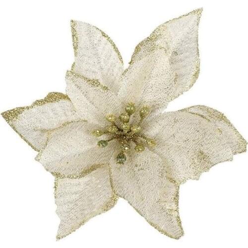 Christmas Glitter 20Pcs Christmas Tree Ornament Artificial Wedding Christmas Flowers Wreaths Wedding Ornaments (Gold)