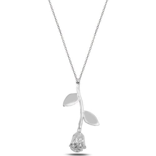 Silverlina Silver Sterling Rose Necklace
