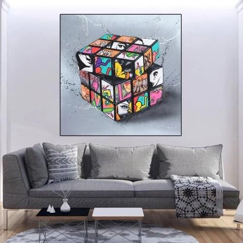 Modern Graffiti Art Magic Blocks Canvas Painting Posters and Prints Wall Street Art Pictures for Living Room Decoration Cuadros