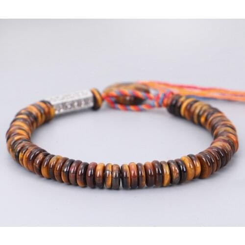 Tibetan Buddhist Om Mani Padme Hung Charm Bracelets Gem Tiger Eyes Beads Gifts For Women Handmade Lucky Jewelry