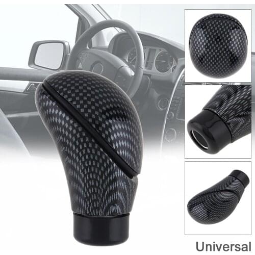 Universal Carbon Fibre Pattern Car Refit Manual Gear Shift Handball Knob with Four Plastic Adapter Special Wrench Mounting Screw