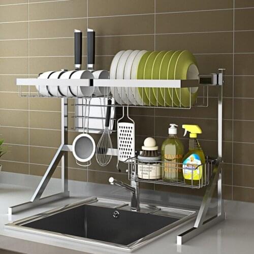 Ventilated and breathable sink storage rack removable hook 304 stainless steel kitchen rack
