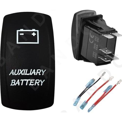 AUXILIARY BATTERY Rocker Switch 5P ON-OFF SPST White Led Light Button for ARB/Carling/NARVA Style，Car Accessories，Jumper Wire