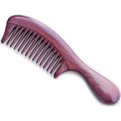 Natural Brazilian violet wood Exquisite thick Long handle wooden comb Coarse teeth hair Massage No static Portable Wood Comb