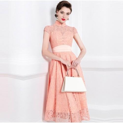 High End Temperament Lace Cheongsam Modified Dress 2021 New Summer Banquet Dress