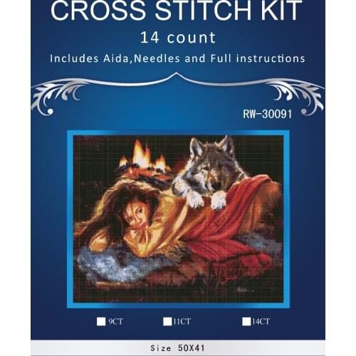 Top Quality Lovely Hot Sell Counted Cross Stitch Kit Old World Holiday Ornaments Similar DMC RW-3003 angel girl and wolf