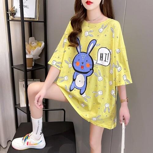 Women Short Sleeve T-shirts Loose Harajuku Plus Size Cartoons Printed Chic Simply All-match Women Korean Ulzzang Leisure Tees