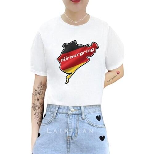 Plus Size T-shirt Women Summer NURBURGRING Print Lady Casual T Shirt Tops Harajuku Streetwear Short Sleeve Tshirt,Drop Ship