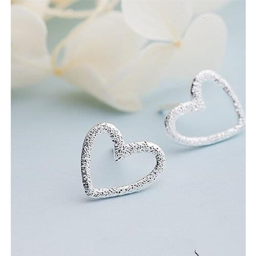 Female Heart Stud Earring Silver Color Earrings For Women Party Jewelry Pendientes Mujer