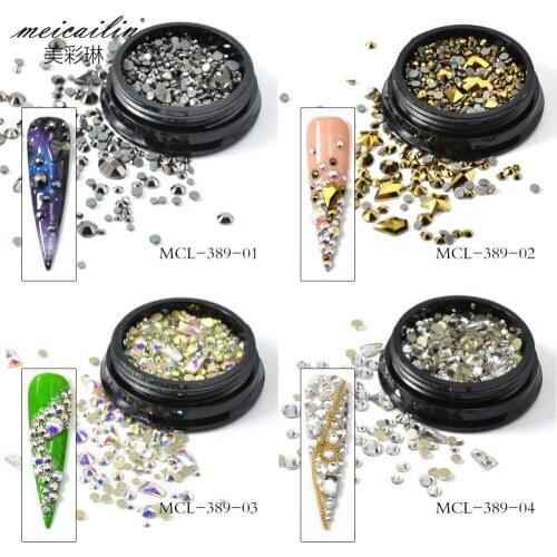 1 Box Mixed Size AB Color Flatback Rhinestones For Nails 3D Crystal Stones For Nail Art Decorations Diy Design Manicure Diamonds