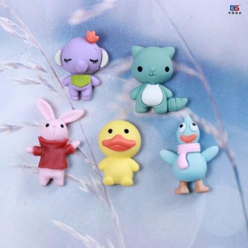 10pcs Kawaii Cute Animals Flatback Resin Cabochon Scrapbooking Craft Mini Duct Rabbit Elephant DIY Hair Decoration Accessories