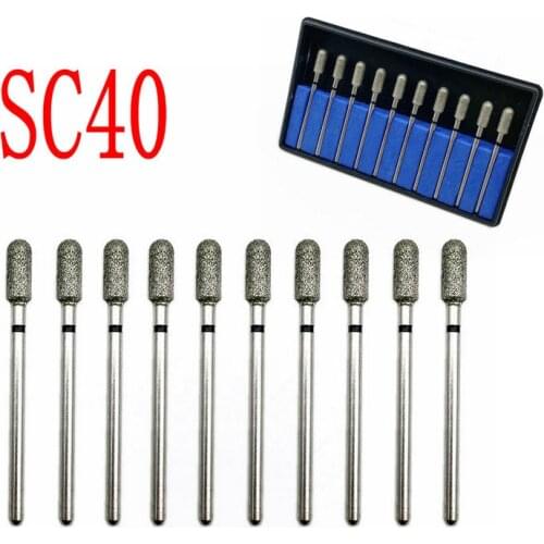 10pcs/set Dental Diamond Polish Burs For Low Speed Straight Handpiece 2.35mm Shank Diamond Nail Drill Milling Cutter