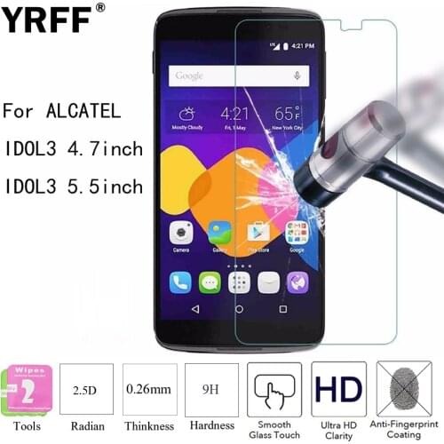 2PCS 2.5D 9H Tempered Glass Protective Screen Protector Film For Alcatel One Touch Idol 3 5.5 inch / 4.7 inch 6045 / 6039 Tools