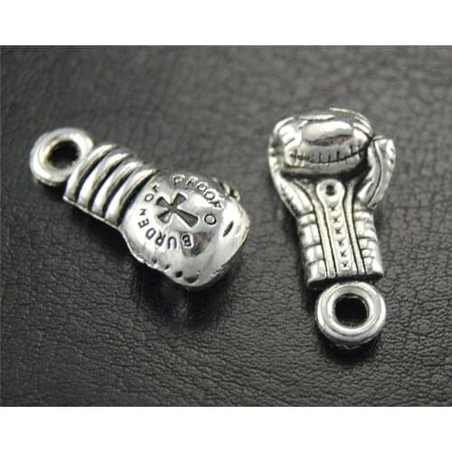 5pcs Silver Color Boxing Glove Sports Charm Jewelry Making DIY Handmade Craft 22x11mm A1808