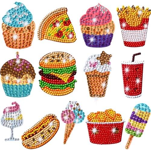 Hamburger Diamond Painting Sticker For Kids Paint By Numbers 5D Diamond Sticker For Cup Book Decorations DIY Educational Toy