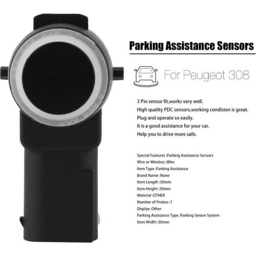 Black 3Pin Practical Vehicle PDC Parking Assistance Sensor For Peugeot High Quality Car Accessories 30*50*20MM