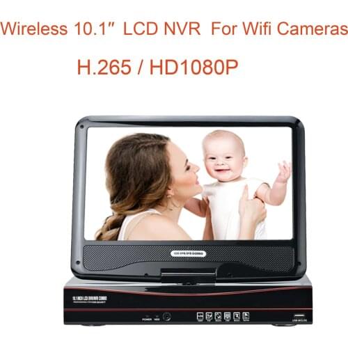 8CH H.265 HD1080P wireless LCDNVR recorder for wirelss cctv camera system add more wifi audio cctv cameras on this NVR recorder