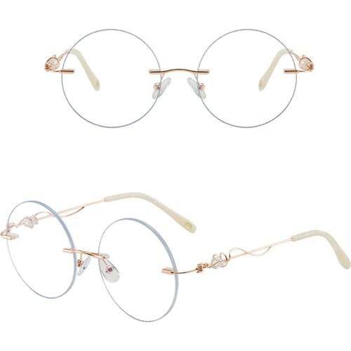 Round Oversized Frameless Frame Anti Blu Ray Women New Fashion Beach Outdoor Ultralight Rimless Round Frame eyeglasses
