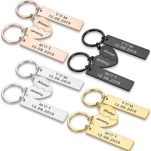 Personalized Boyfriend Gift Key Chain for Women Men Couple with Heart Keychain Gifts for Husband Wife Girlfriend Valentines Day