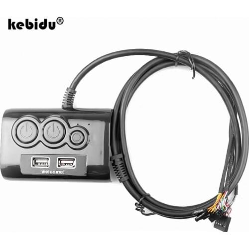 Computer Desktop PC Case Power Supply on/off Reset Button Switch with Double USB and Audio Ports for Office Internet Cafes Home