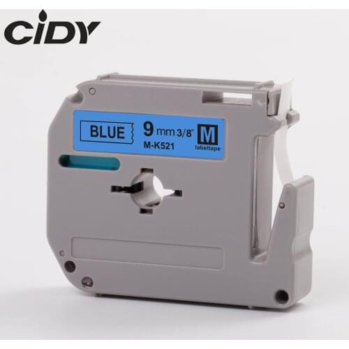 CIDY Compatible brother M-K521 MK521 MK 521 MK-521 black on blue 9mm laminated strong adhesive label tapes for PT-80 PT-70