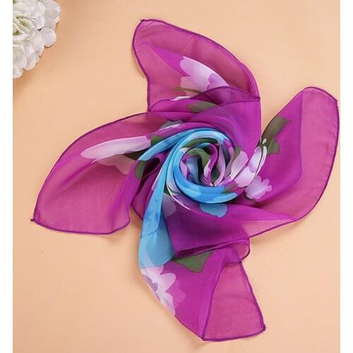 Colorful Woman Thin Chiffon kerchief Silk Print Soft Scarf Spring and Autumn Accessories Womens Summer Sunscreen Cape F0171