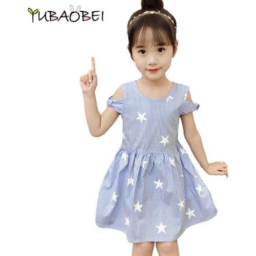 Child Girls Dresses 2020 Summer Style Korean Child Clothing Stars Off Shoulder Dress Casual Fashion Street Dress