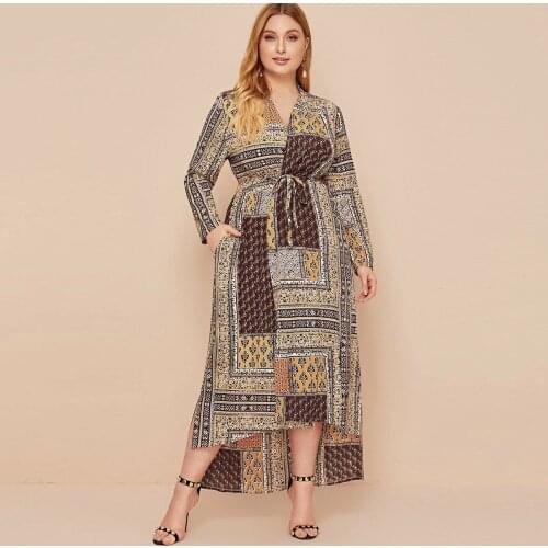 Dubai Muslim Arab Fashion Hui Long Coat Loose Large Size Paris Bead Retro Long Sleeve Robe dress