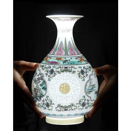 Jingdezhen Pierced Porcelain Vase Decoration living room flower arrangement blue and white exquisite Bone China Chinese style