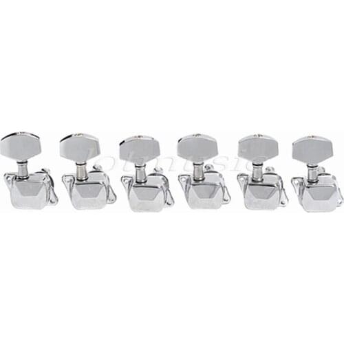 Kmise Guitar Tuning Peg Tuner Machine Head for Electric Acoustic Guitar Chrome Semiclosed 6R Parts Accessories