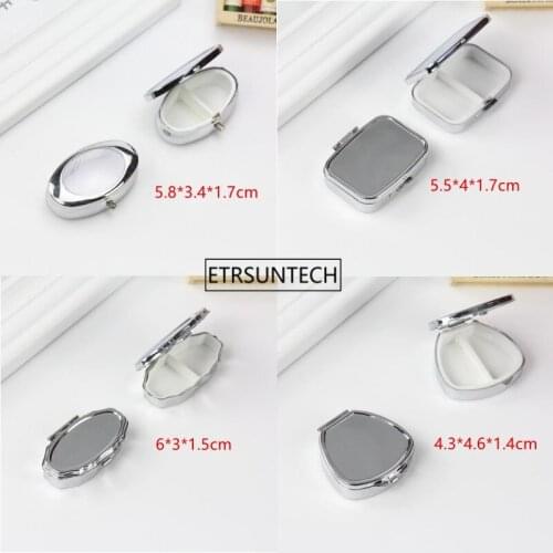 100pcs 6 Styles Metal Silver Tablet Pill Boxes Holder Effective use of space Advantageous Container Medicine Case F3208