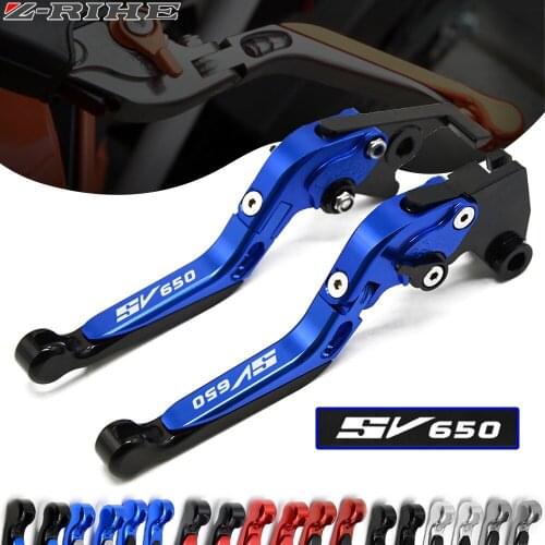 Laser Logo:SV650 New Black&blue Adjustable Folding Extendable CNC Motorcycle Brake Clutch Levers For Suzuki SV650 SV 650 99-2012