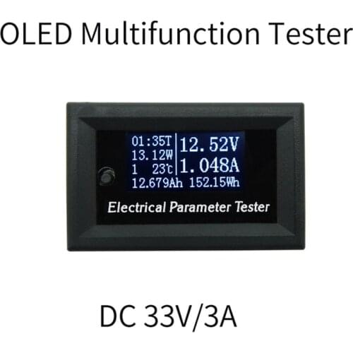 33v/3A 7in1 OLED Multifunction Tester Voltage current Time temperature capacity power voltmeter Ammeter meter white