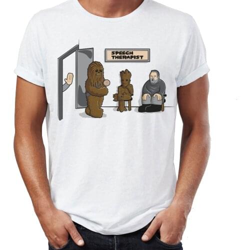 Fashion Mens t-shirt Speech Therapy Hodor Chewbacca Chewie Groot Funny Gaming Awesome Tshirt Tees Tops Harajuku Streetwear