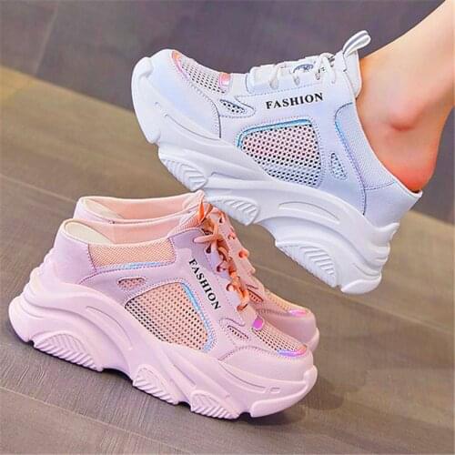 Mules Womens Summer Cow Leather Platform Sandals Wedge Slippers High Heels Fashion Sneakers 34 35 36 37 38 39