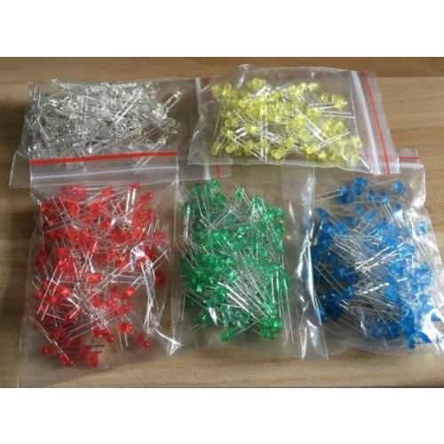 500Pcs/lot 3MM LED Diode Kit Mixed Color Red Green Yellow Blue White
